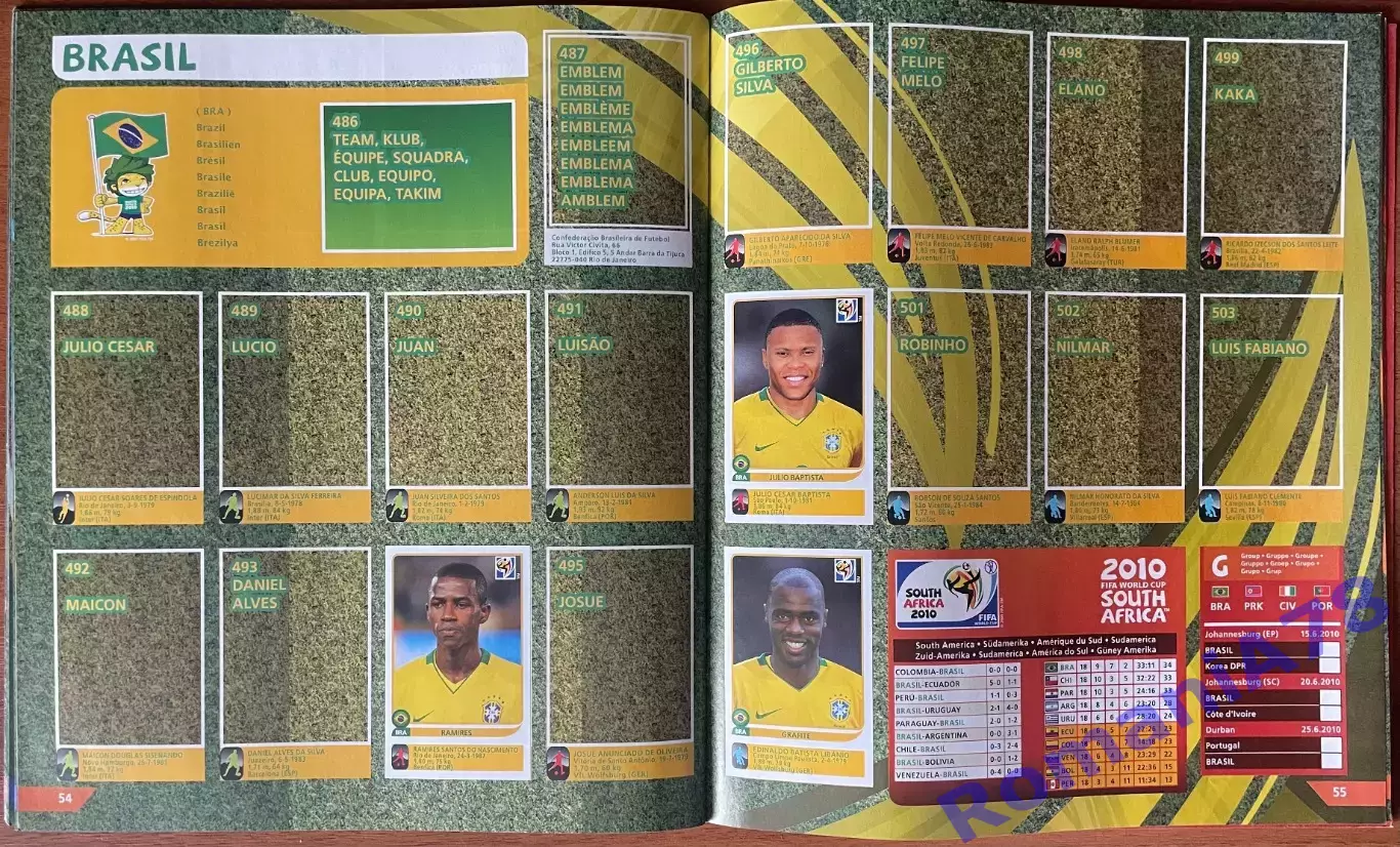 Футбол.Альбом.Чемпіонат Світу 2010.Panini. 6