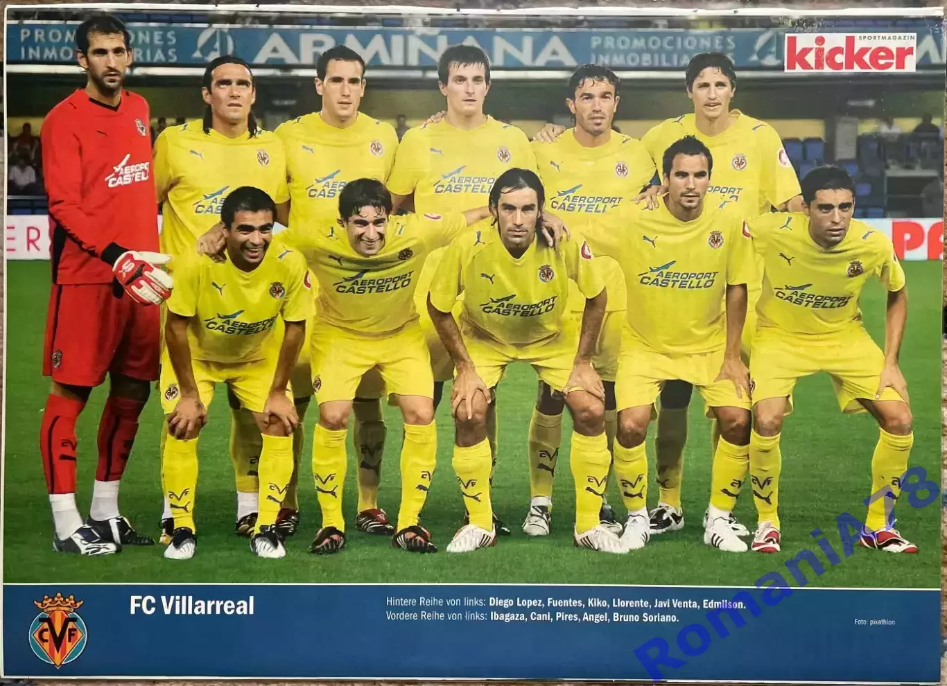 Постер з журнала Kicker(Кікер).Вільяреал.Poster.