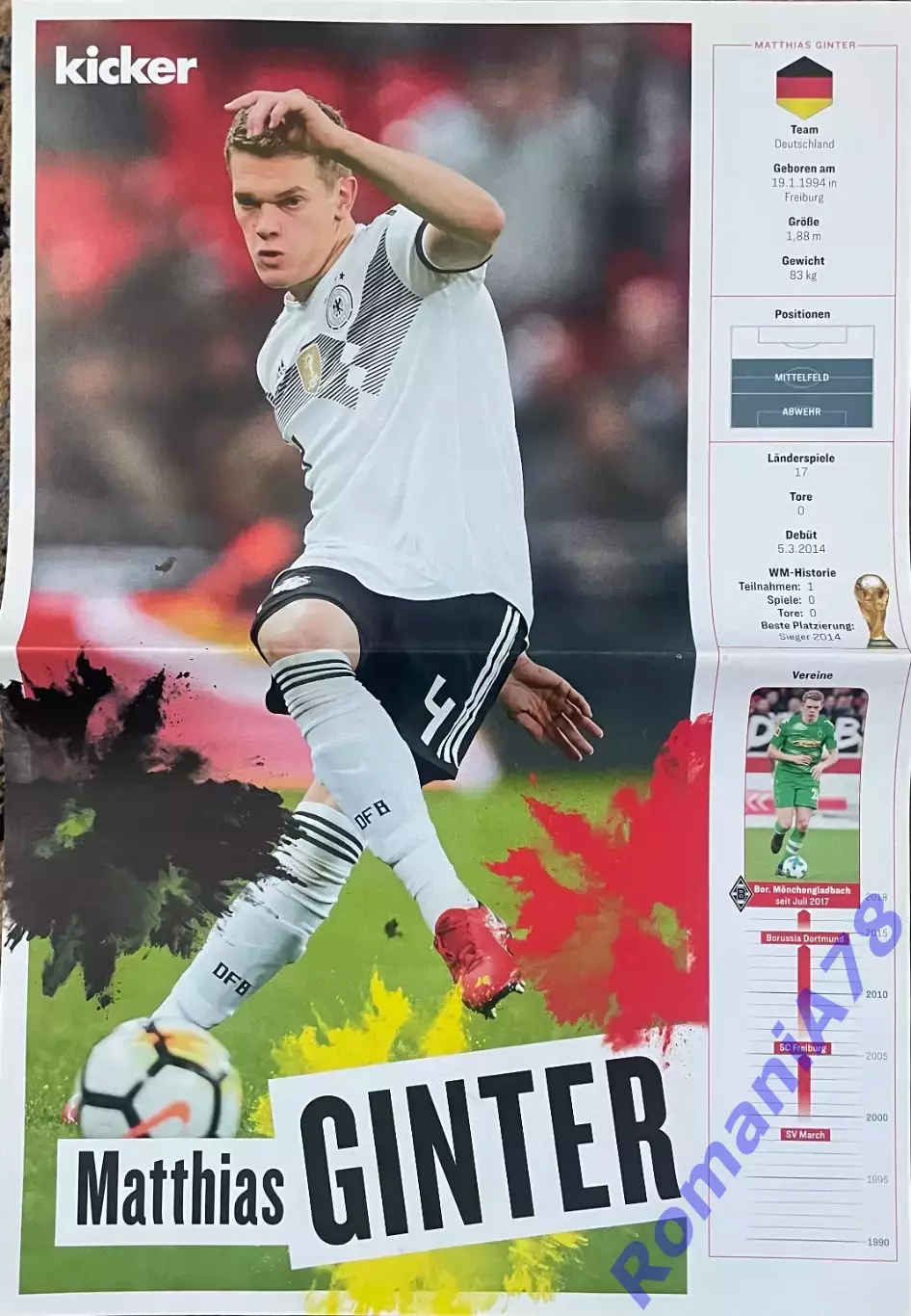 Футбол.Двосторонній постер з журнала Kicker Мбаппе/Гінтер 1