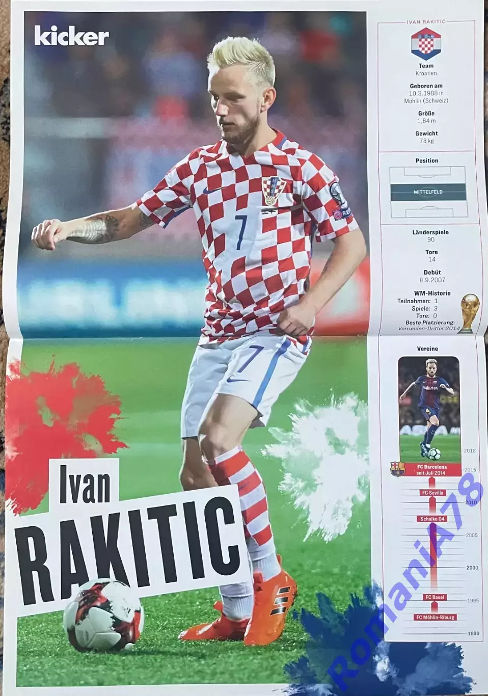 Футбол.Двосторонній постер з журнала Kicker Ракітіч/Ройс