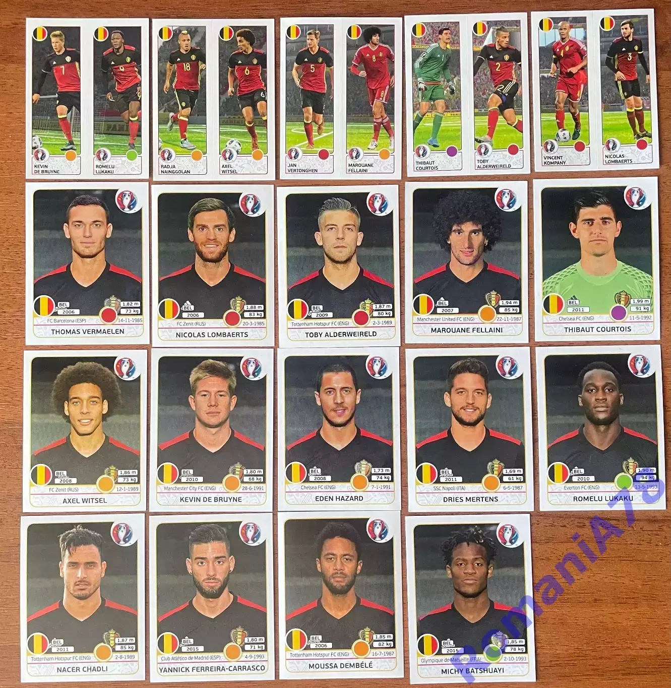 Футбол.Наклейки.Бельгія.Panini UEFA Euro France 2016