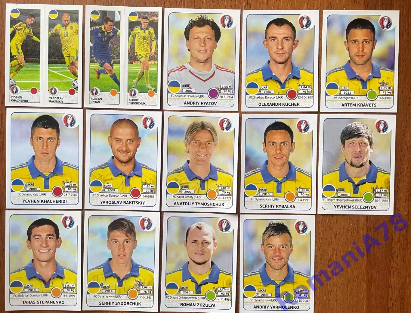 Футбол.Наклейки.Украіна.Panini UEFA Euro France 2016