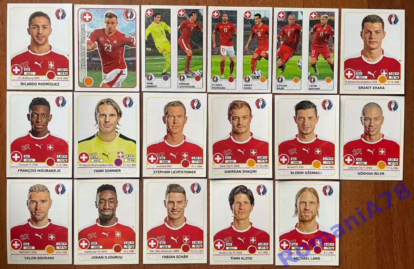 Футбол.Наклейки.Швейцарія.Panini UEFA Euro France 2016
