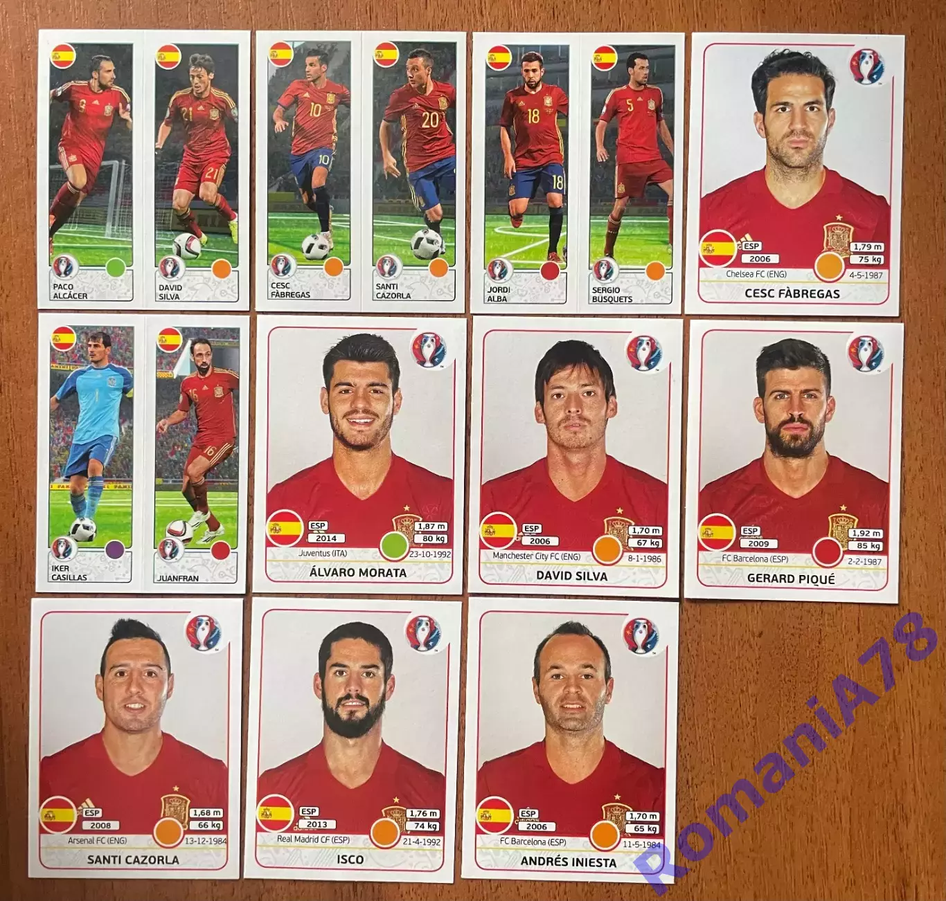 Футбол.Наклейки.Іспанія.Panini UEFA Euro France 2016