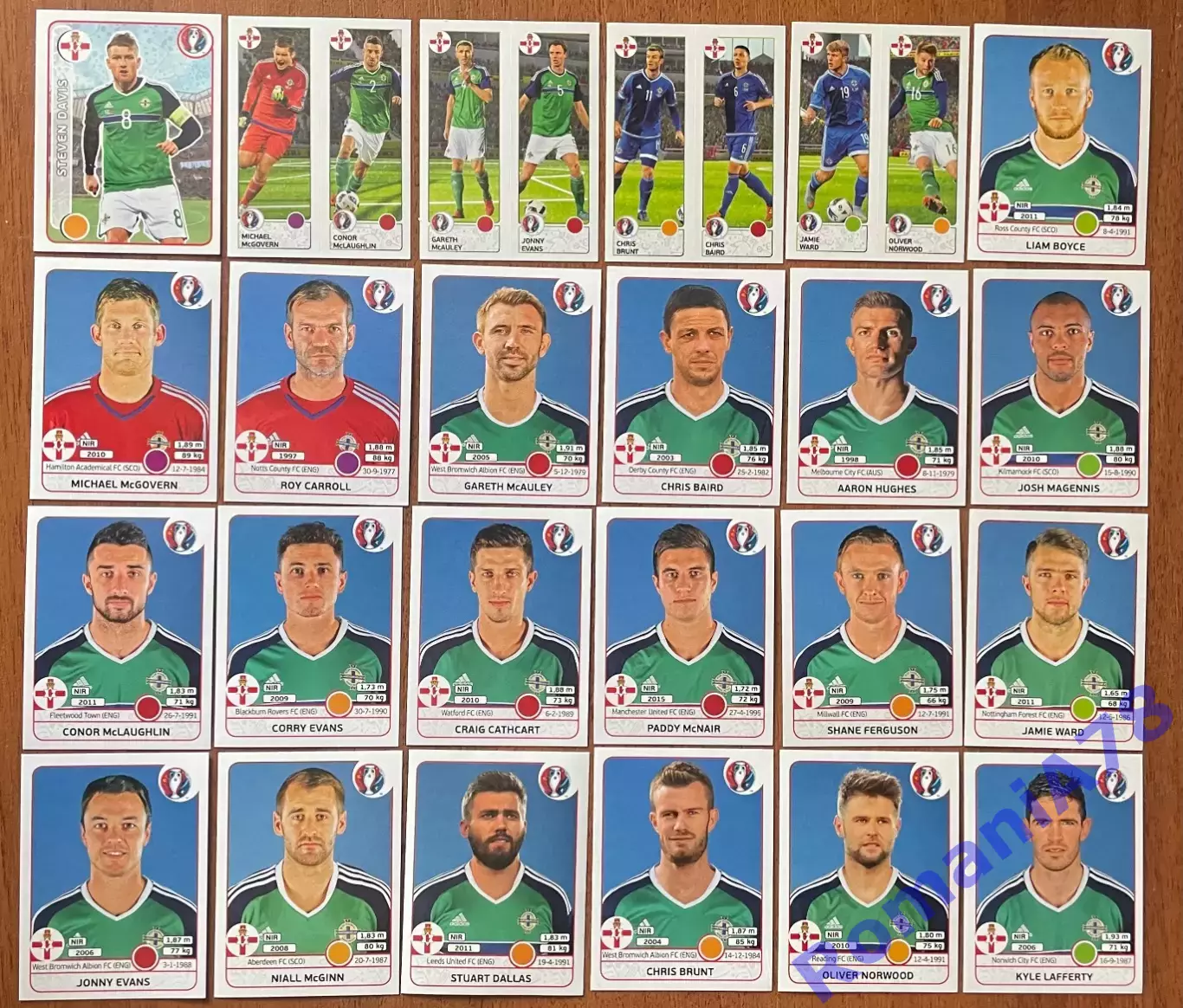 Футбол.Наклейки.П.Ірландія .Panini UEFA Euro France 2016