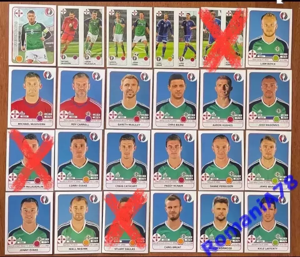 Футбол.Наклейки.П.Ірландія .Panini UEFA Euro France 2016