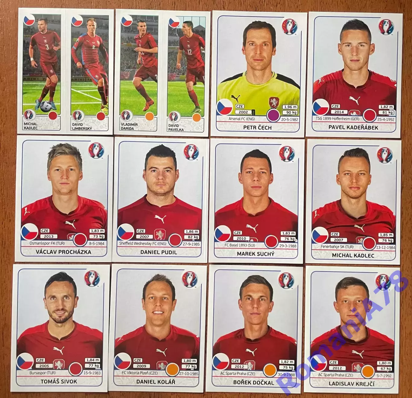 Футбол.Наклейки.Чехія .Panini UEFA Euro France 2016