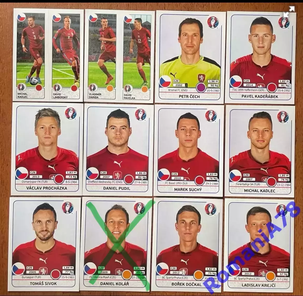 Футбол.Наклейки.Чехія .Panini UEFA Euro France 2016