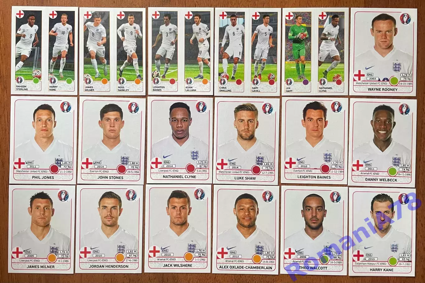Футбол.Наклейки.Англія .Panini UEFA Euro France 2016