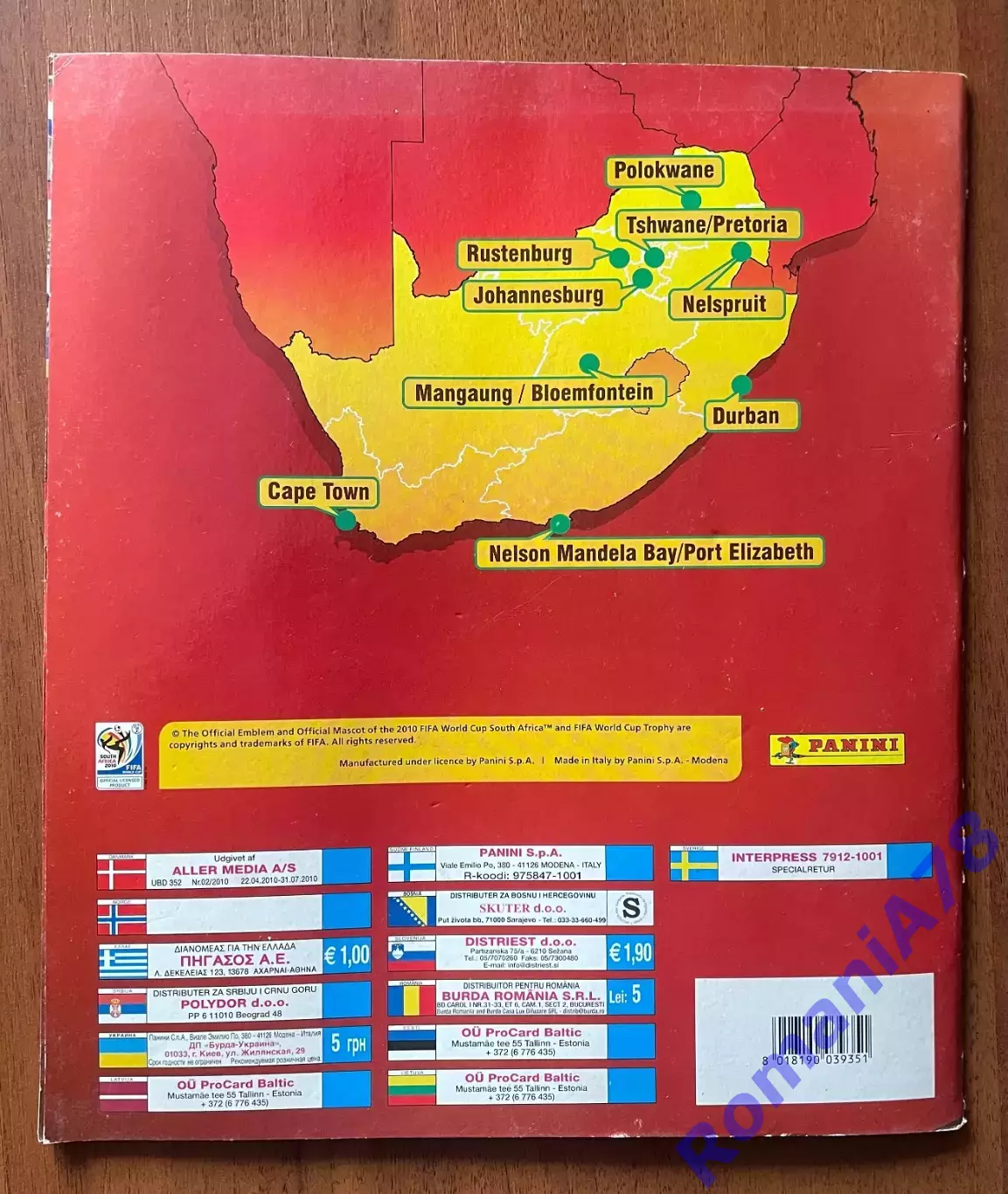 Футбол.Альбом.Чемпіонат Світу 2010.Panini.Порожній альбом. 1