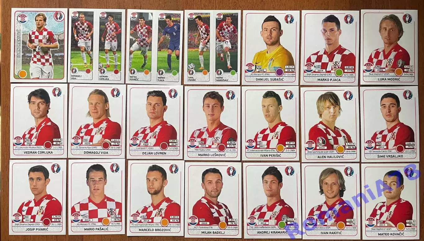 Футбол.Наклейки.Хорватія .Panini UEFA Euro France 2016