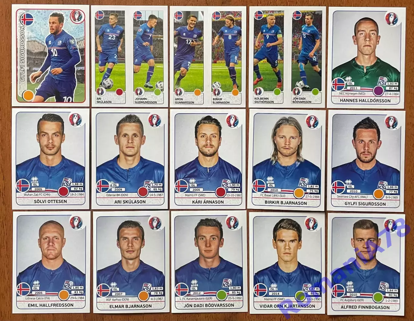 Футбол.Наклейки.Ісландія .Panini UEFA Euro France 2016
