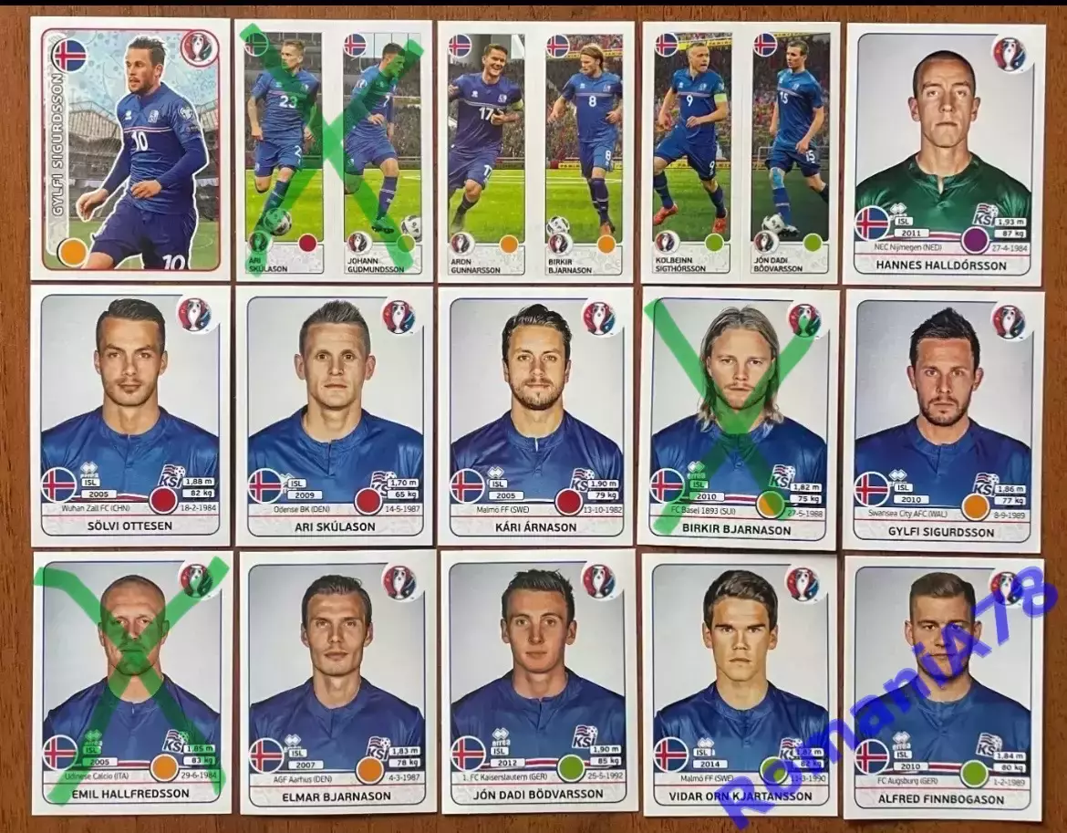 Футбол.Наклейки.Ісландія .Panini UEFA Euro France 2016