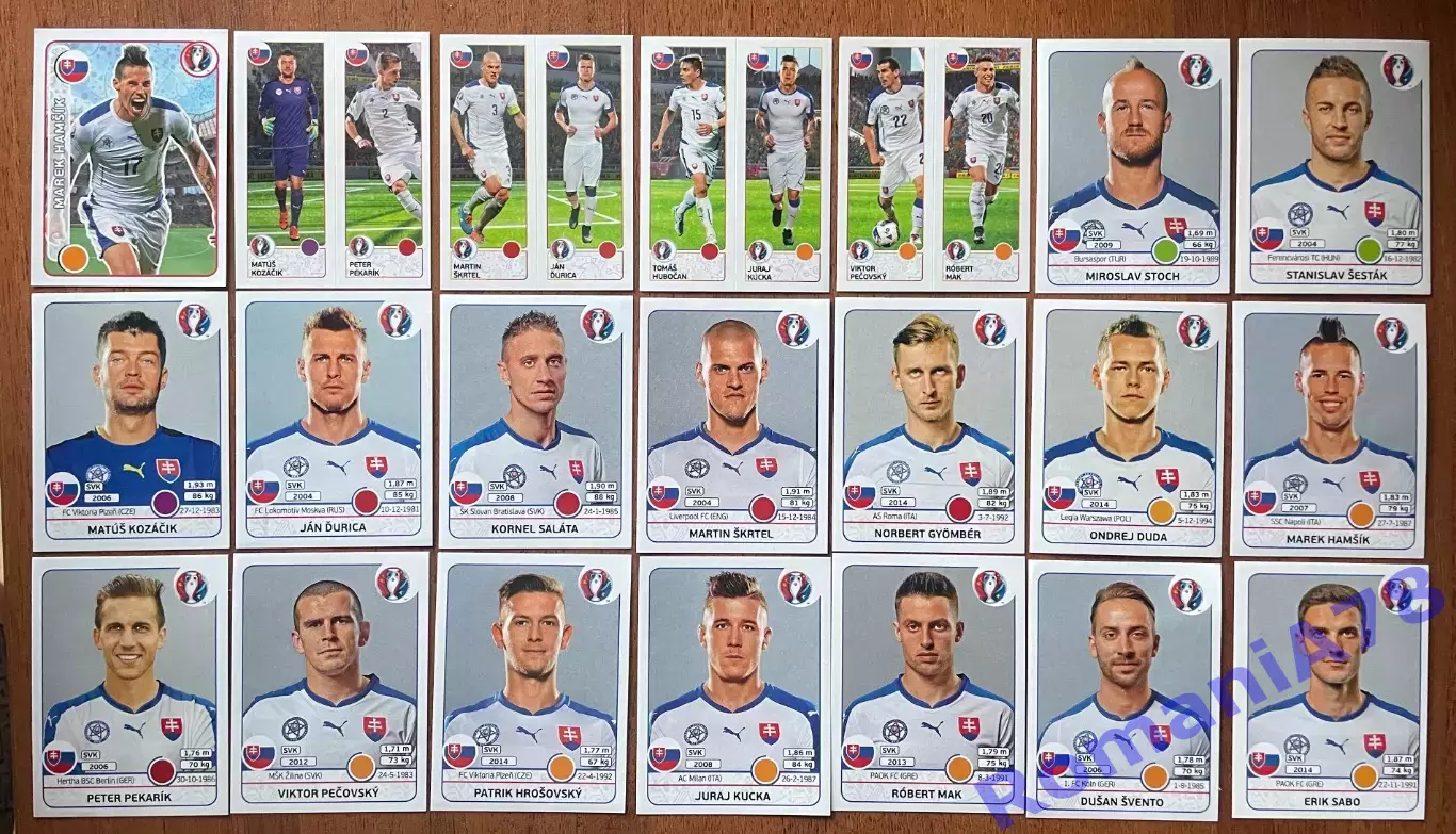 Футбол.Наклейки.Словаччина .Panini UEFA Euro France 2016