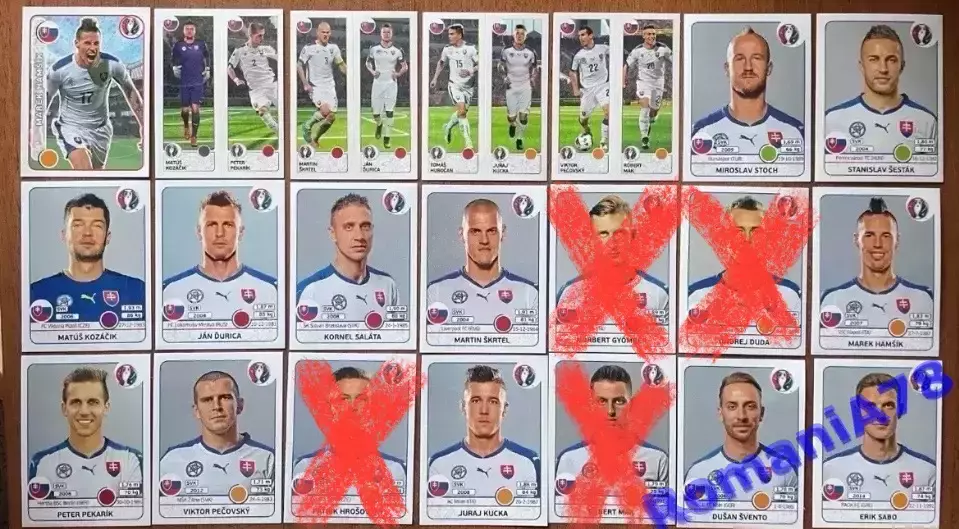 Футбол.Наклейки.Словаччина .Panini UEFA Euro France 2016