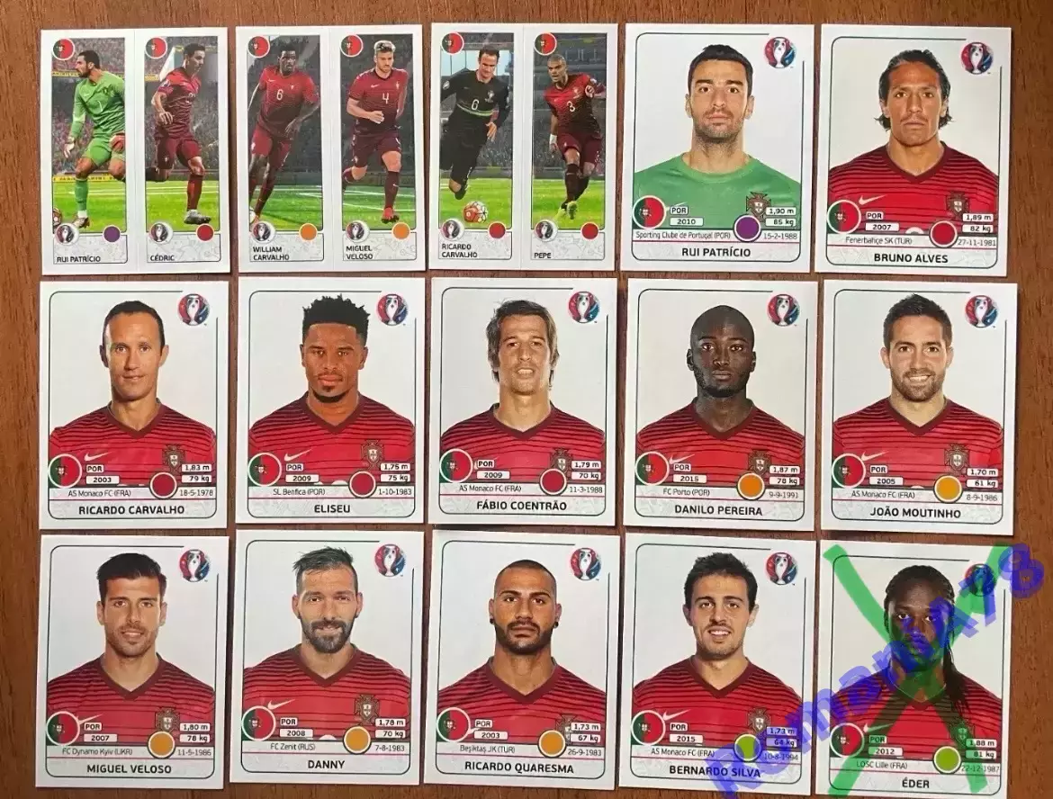 Футбол.Наклейки.Португалія .Panini UEFA Euro France 2016