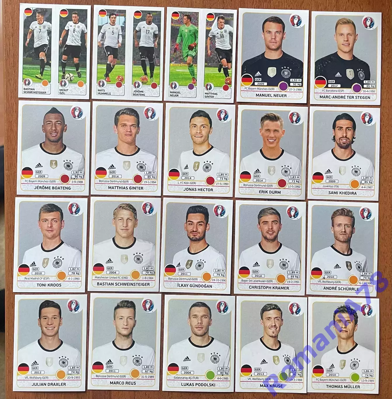Футбол.Наклейки.Німеччина .Panini UEFA Euro France 2016