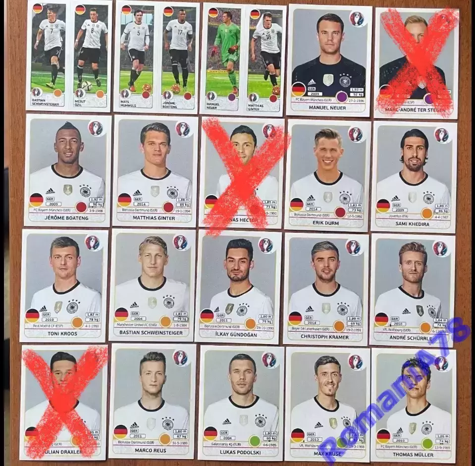 Футбол.Наклейки.Німеччина .Panini UEFA Euro France 2016
