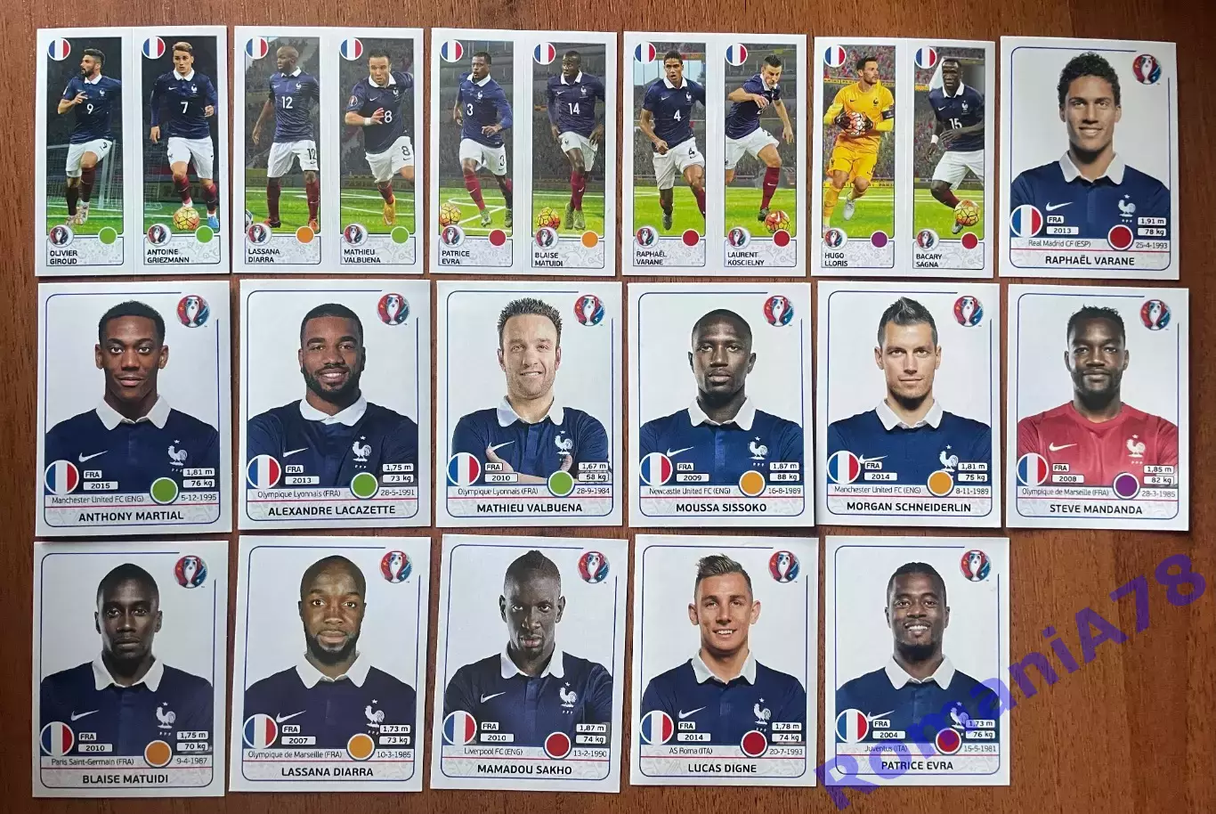 Футбол.Наклейки.Франція .Panini UEFA Euro France 2016