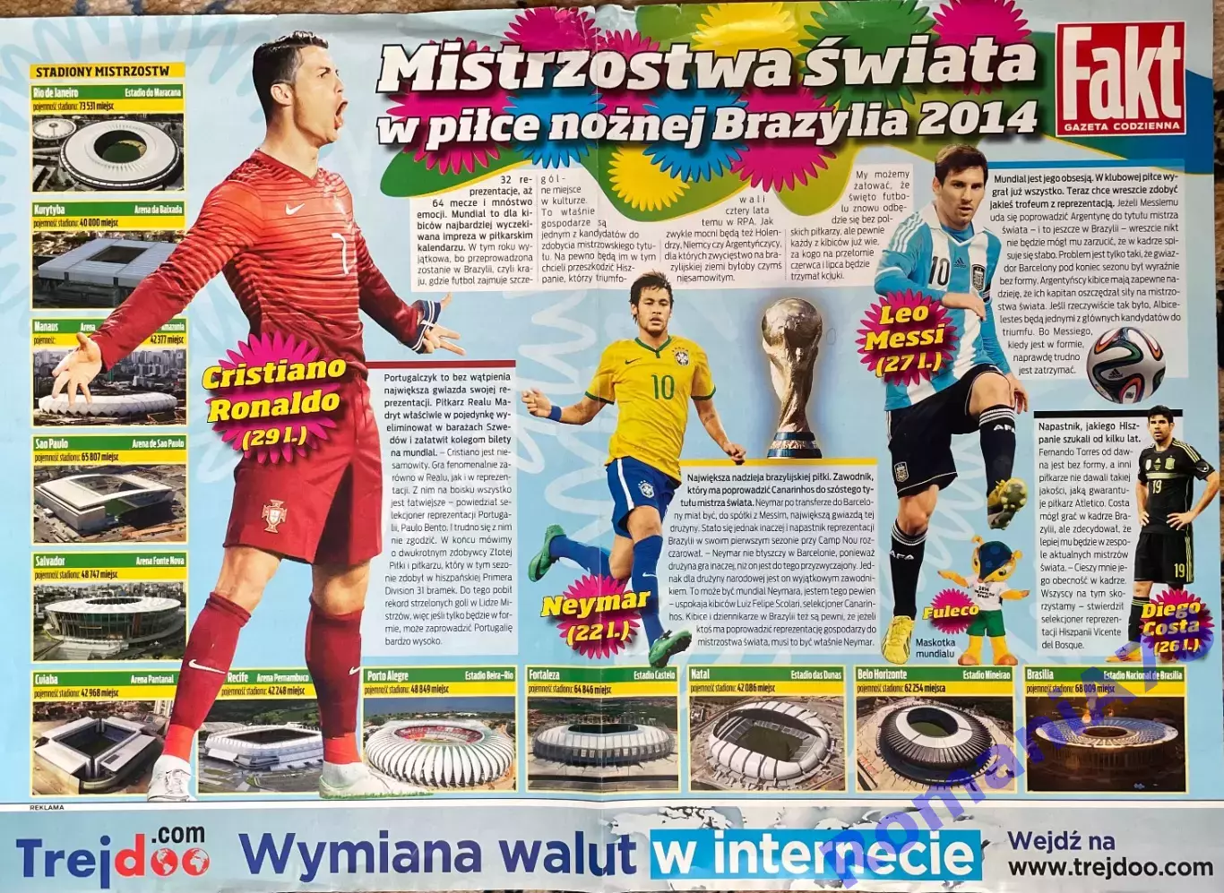 Футбол. Постер двосторонній Чемпіонат світу 2014 календар 1