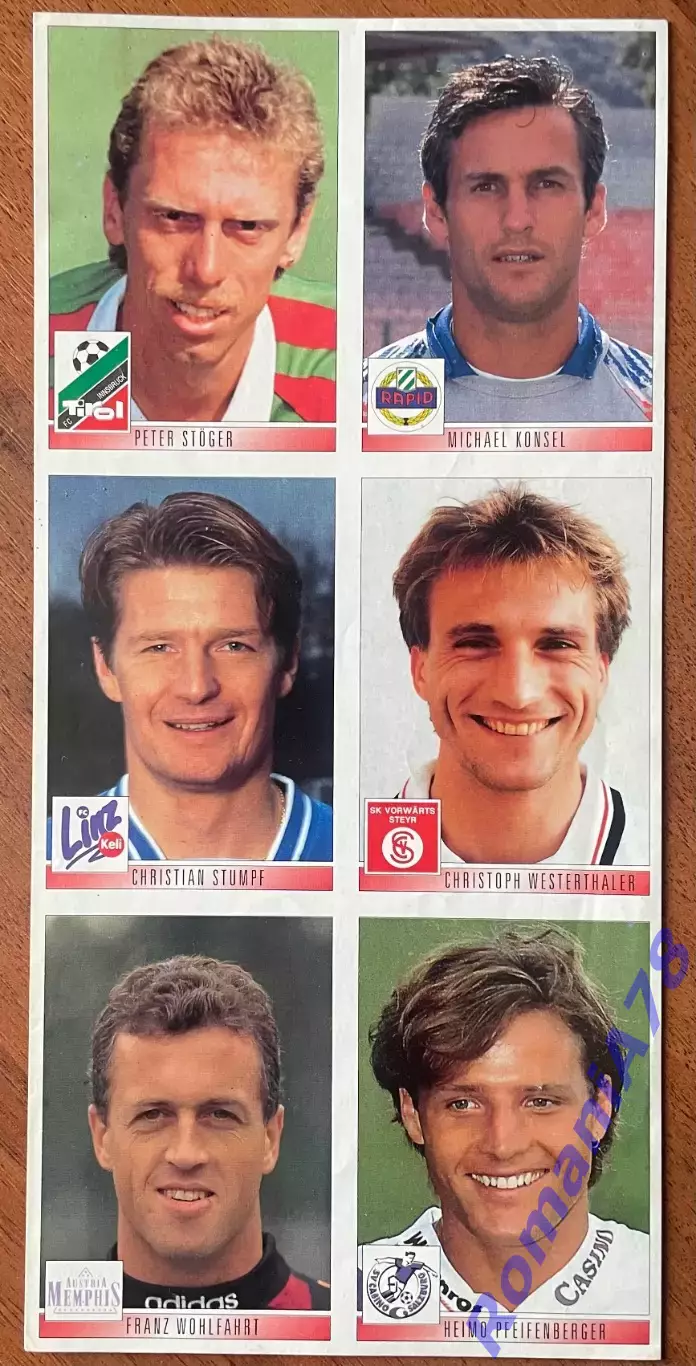 Футбол.Наклейки. Panini Osterreichische Fussball-Bundesliga 1994-1995