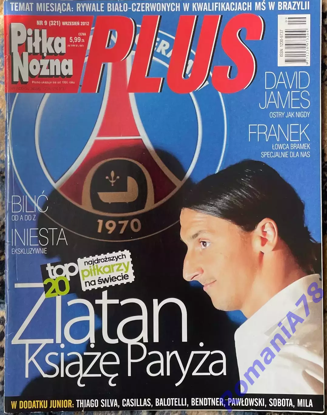 Футбол. Pilka Nozna Plus N9/2012.Постер Силва. Перальта.