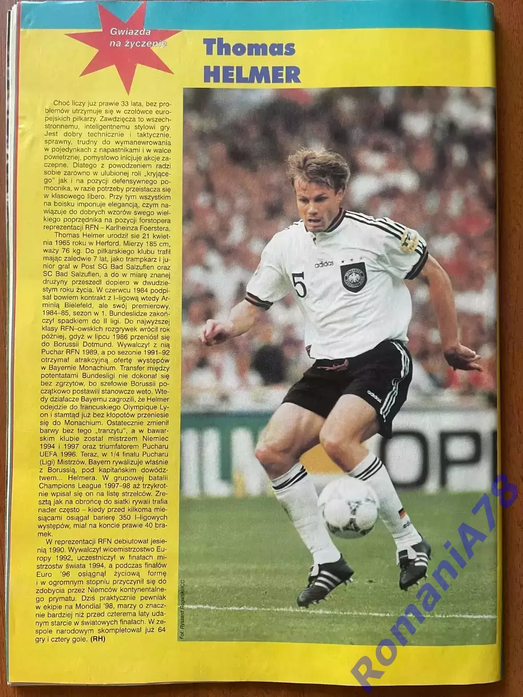 Журнал. Футбол Pilka Nozna N10/1998.Постер Реал,Хелмер. 3