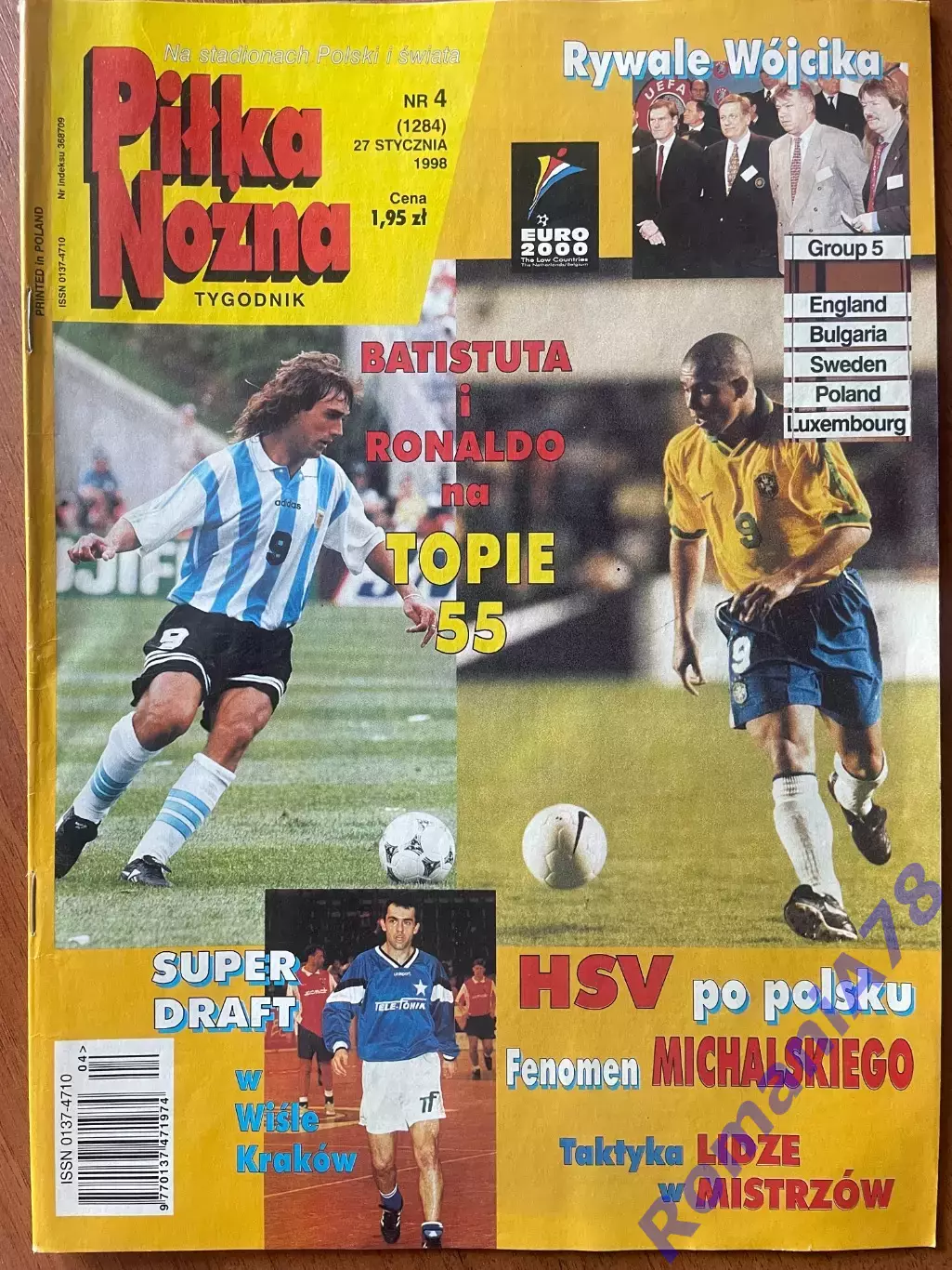 Журнал. Футбол Pilka Nozna N4/1998.Постер Болгарія,Роберто Карлос,Ширер