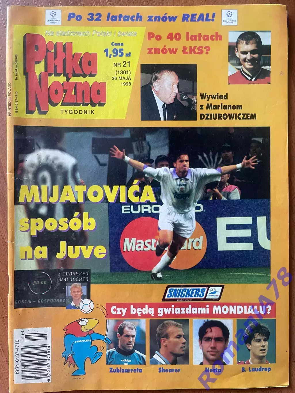 Журнал. Футбол Pilka Nozna N7/1998.Постер Сімен,Іран,Келлер.