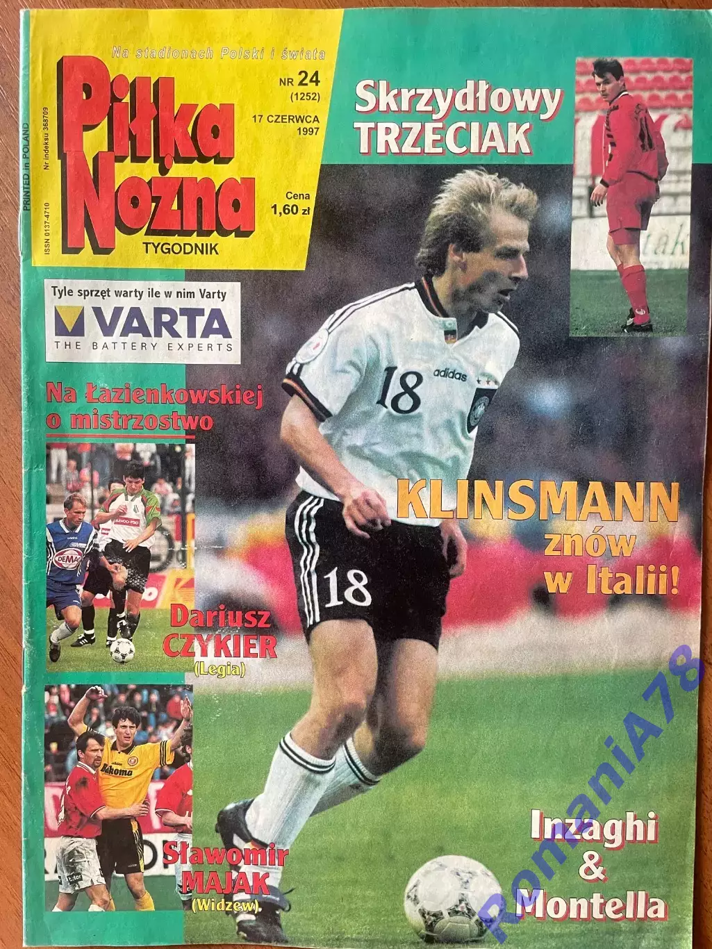 Журнал. Футбол Pilka Nozna 24/1997 Постер Ювентус
