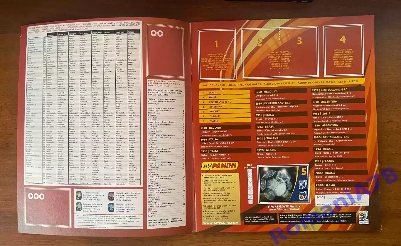 Футбол.Альбом.Чемпіонат Світу 2010.Panini.Порожній альбом. 3