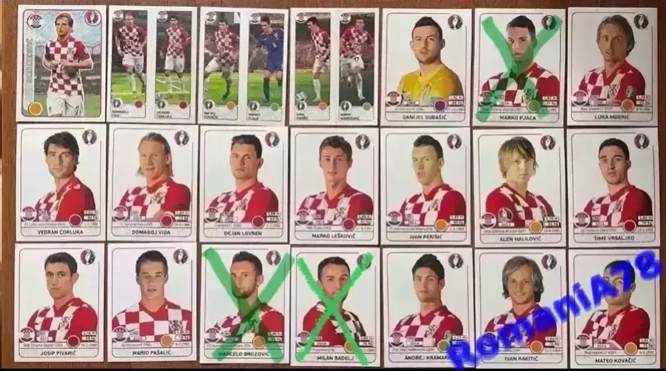 Футбол.Наклейки.Хорватія .Panini UEFA Euro France 2016