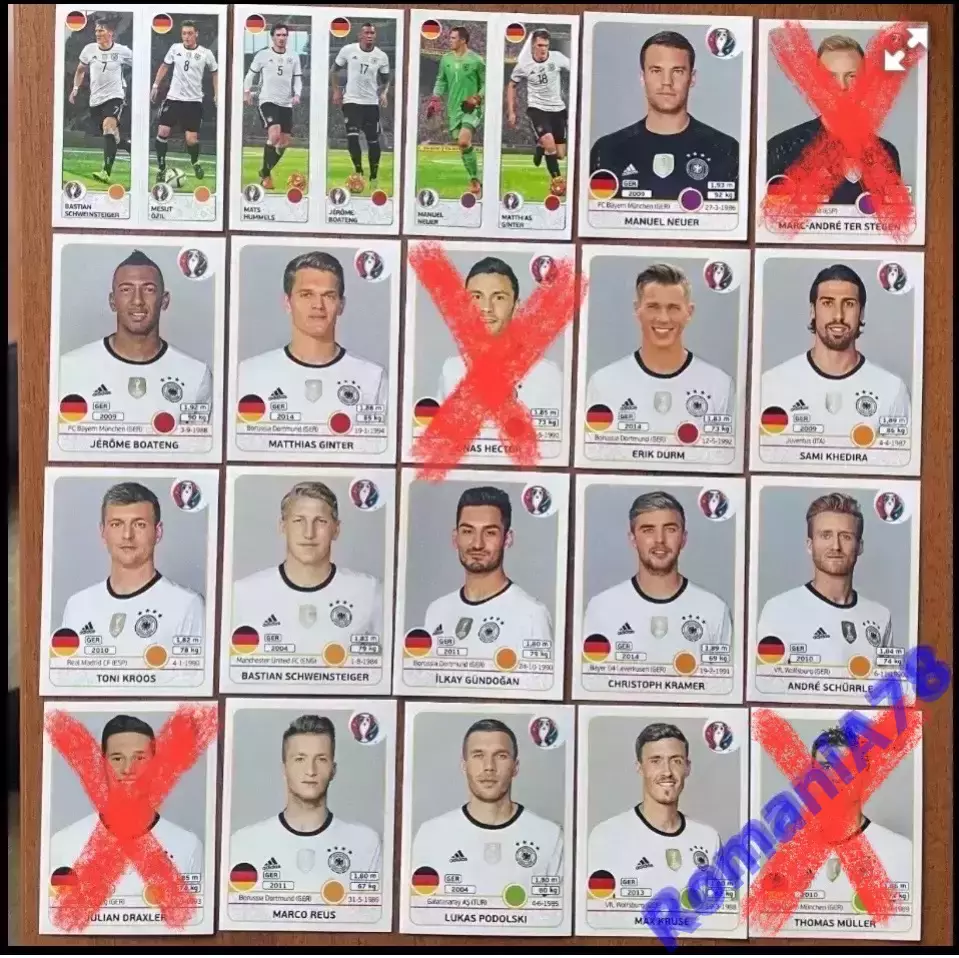 Футбол.Наклейки.Німеччина .Panini UEFA Euro France 2016