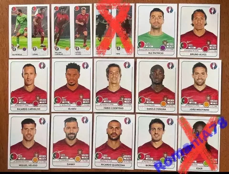 Футбол.Наклейки.Португалія.Panini UEFA Euro France 2016