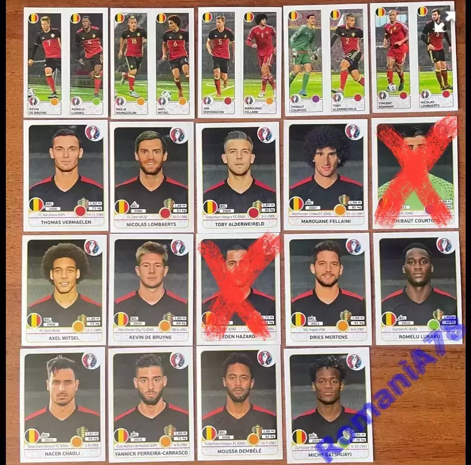Футбол.Наклейки.Бельгія.Panini UEFA Euro France 2016
