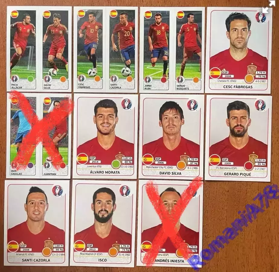 Футбол.Наклейки.Іспанія.Panini UEFA Euro France 2016