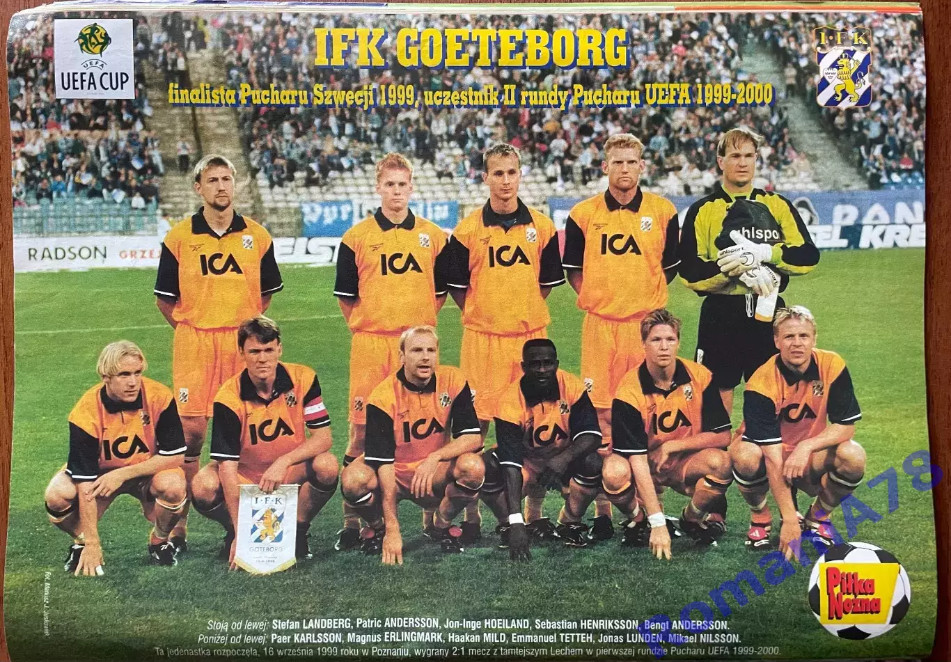 Журнал. Футбол Pilka Nozna N41/1999.Постер Атлетіко,Гетеборг. 2