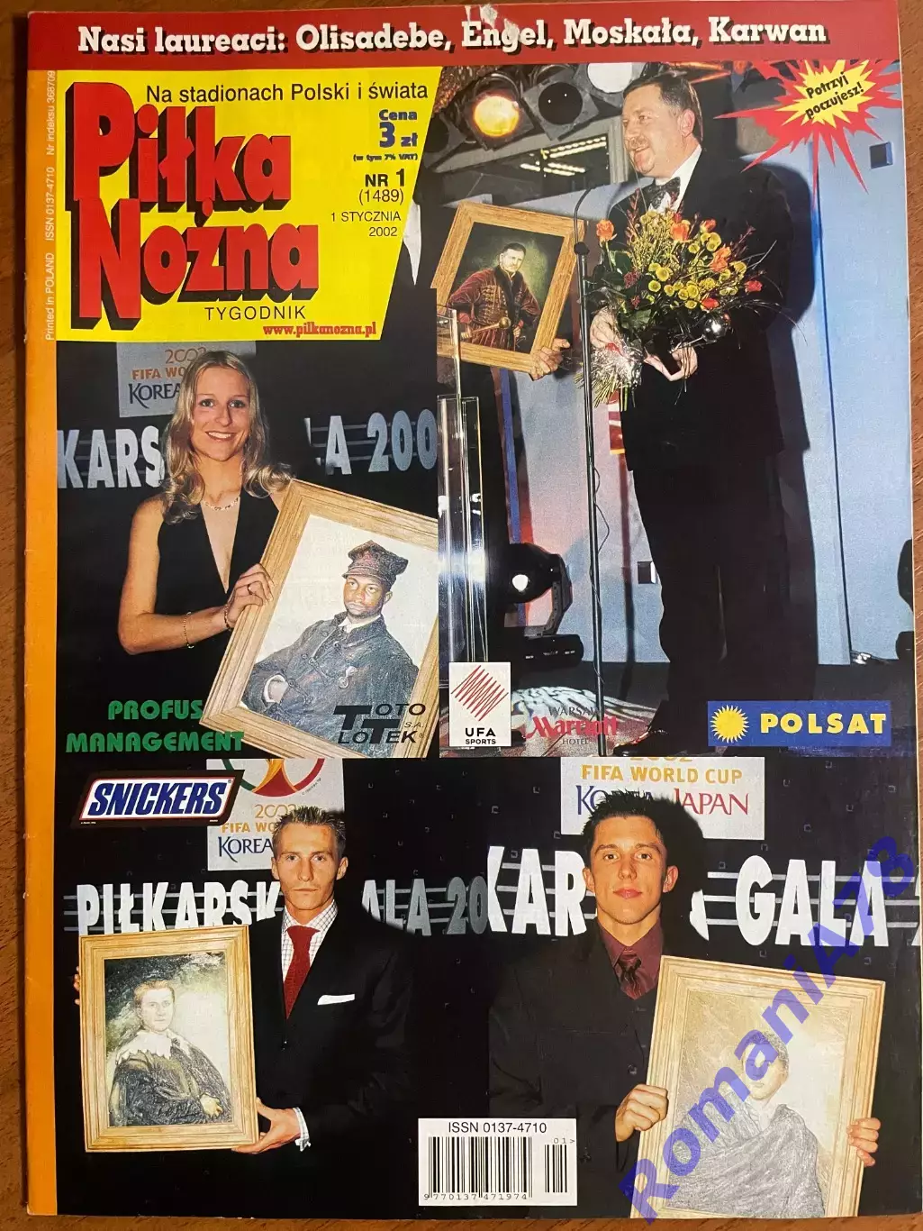 Журнал.Футбол Pilka Nozna N1/ 2002.Постер Португалія.