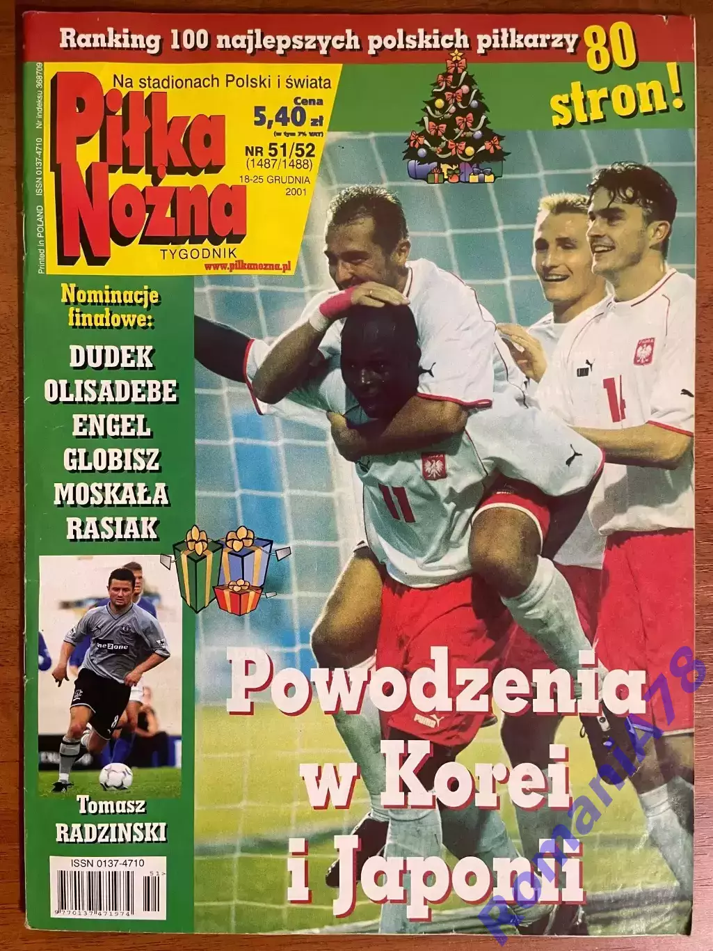 Журнал. Футбол Pilka Nozna N51-52 2001.Постер Корея,Аргентина
