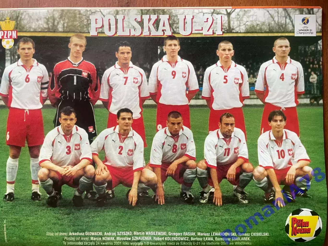Журнал. Футбол Pilka Nozna N20/2001.Постер Польща,Коллер,. 1
