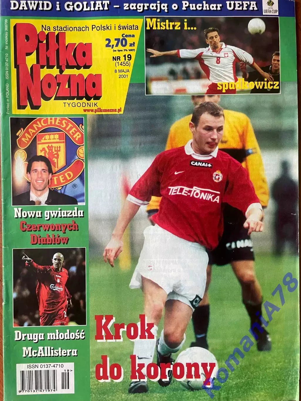 Журнал. Футбол Pilka Nozna N19/2001.Постер Хескі,Маккалістер,Ван Ністелрой.