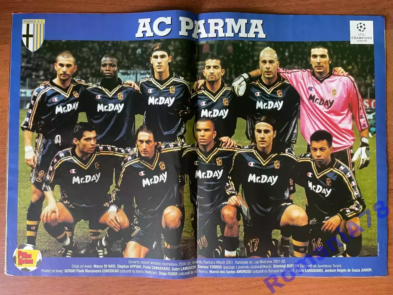 Журнал. Футбол Pilka Nozna N32/2001.Постер Парма,Манчестер. 1