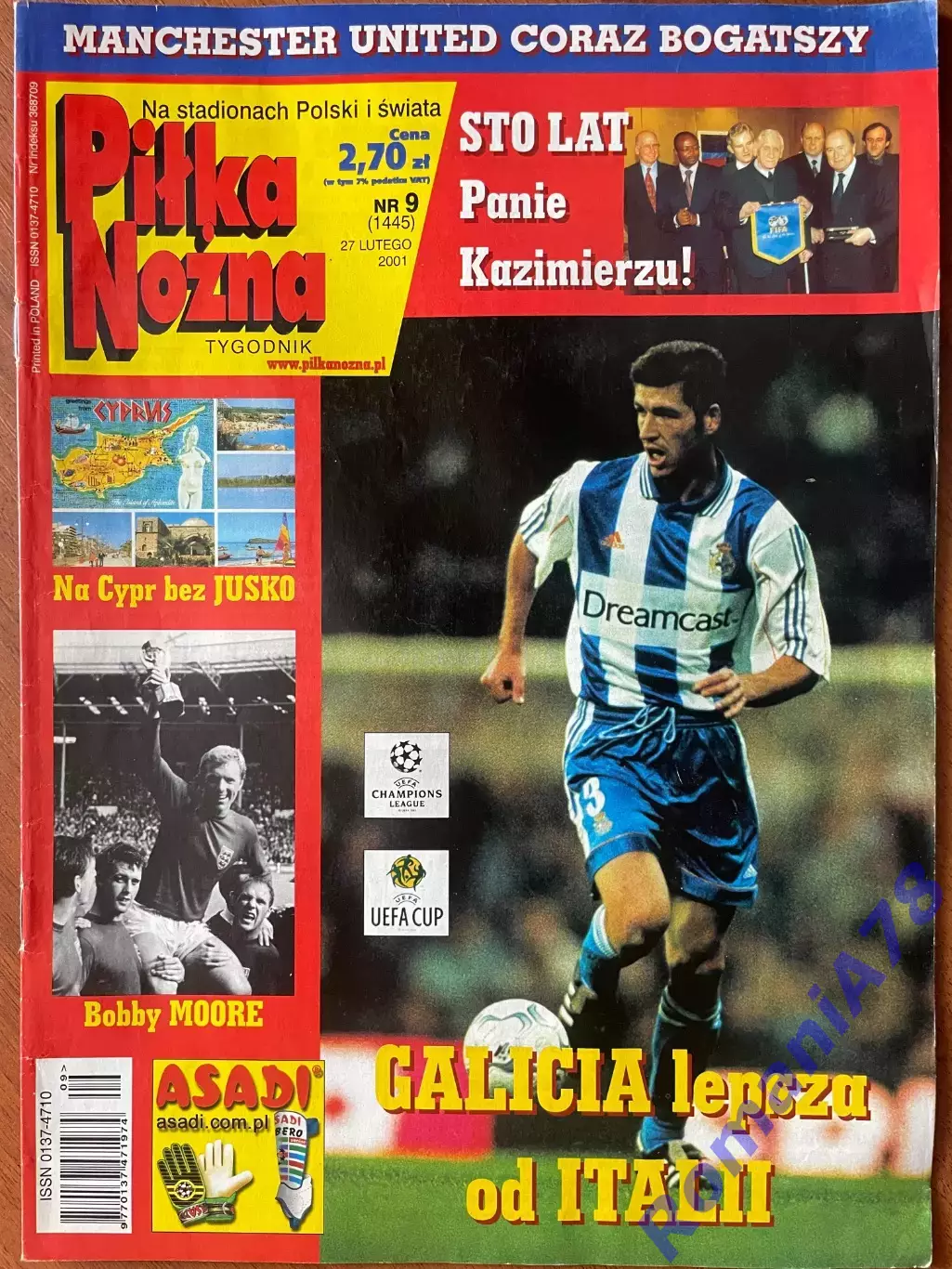 Журнал. Футбол Pilka Nozna N9/2001.Постер Бартез,Пеллегріно.