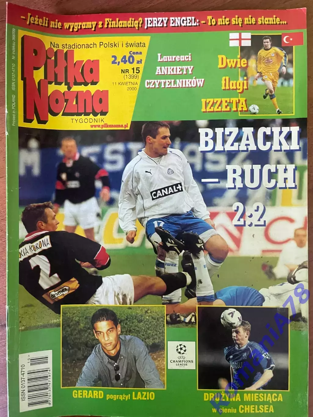 Журнал. Футбол Pilka Nozna N15/ 2000.Постер Челсі,Кілі Гонсалес