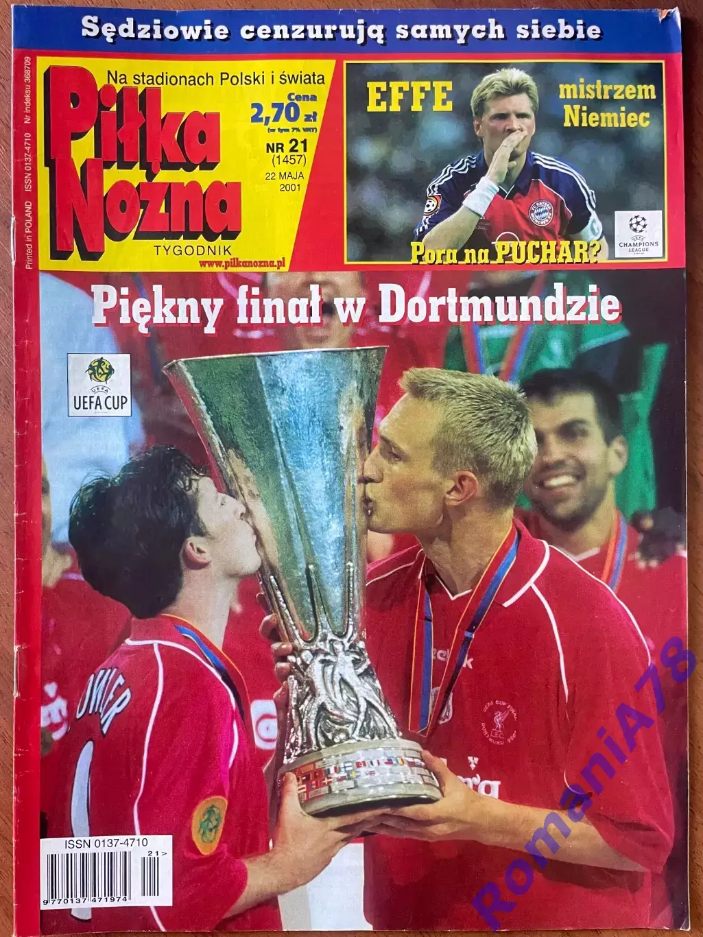 Журнал. .Футбол Pilka Nozna N21/2001.Постер Еффенберг,Карью.