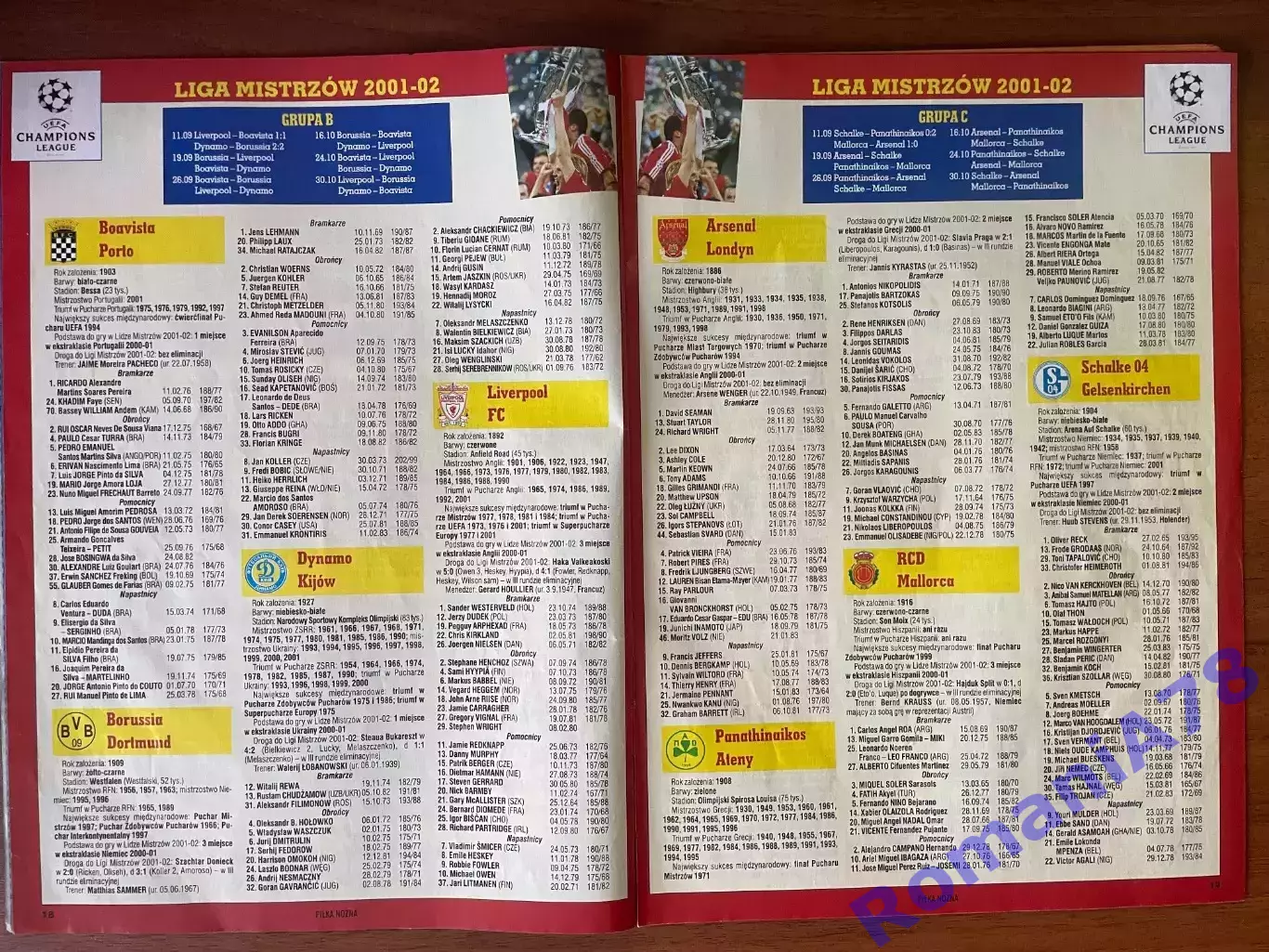 Журнал. Футбол Pilka Nozna N38/2001.Постер Фігу,Іван Ліга Чемпіонів 3