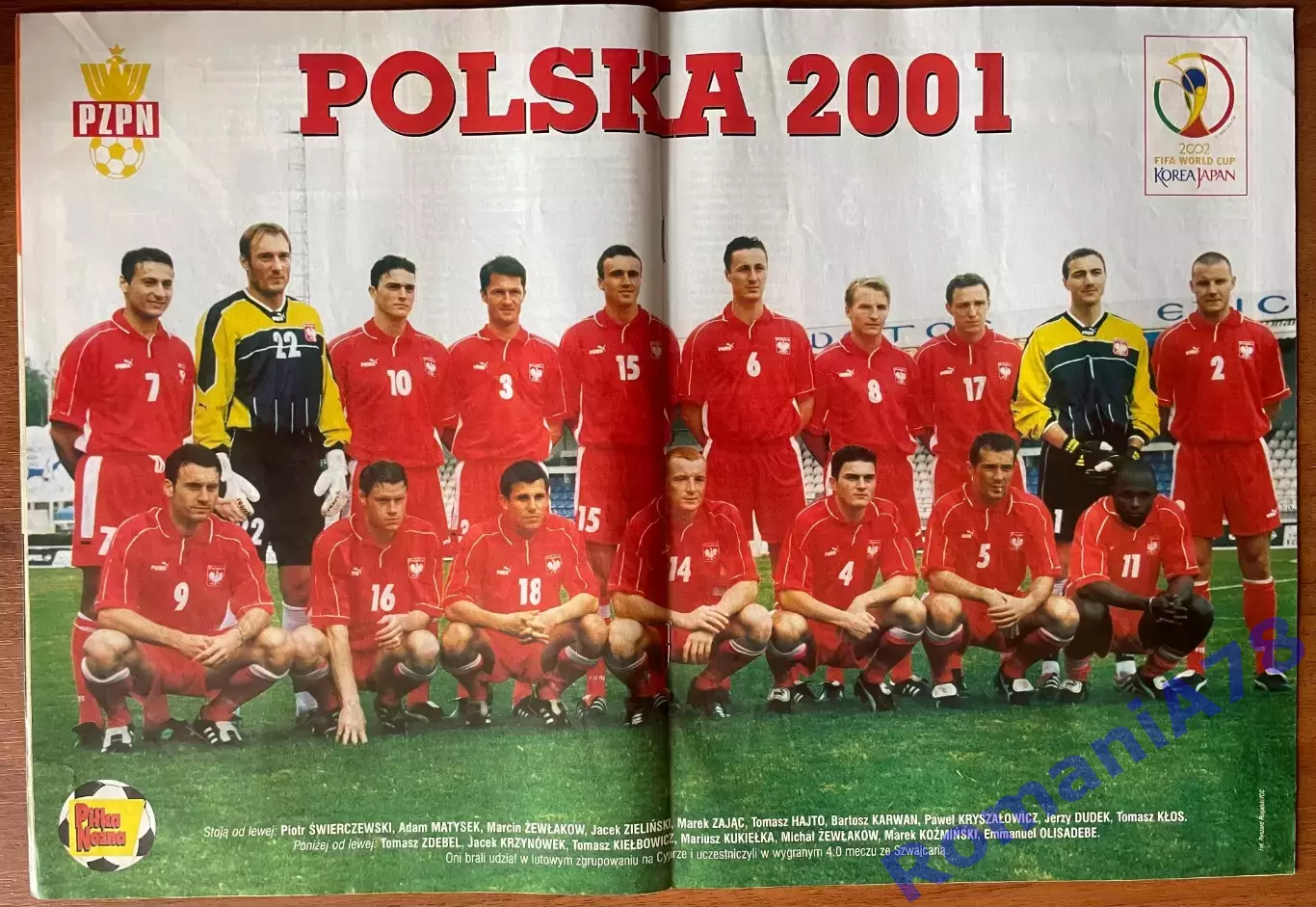 Журнал. Футбол Pilka Nozna N11/2001.Постер Англія,Польща 2