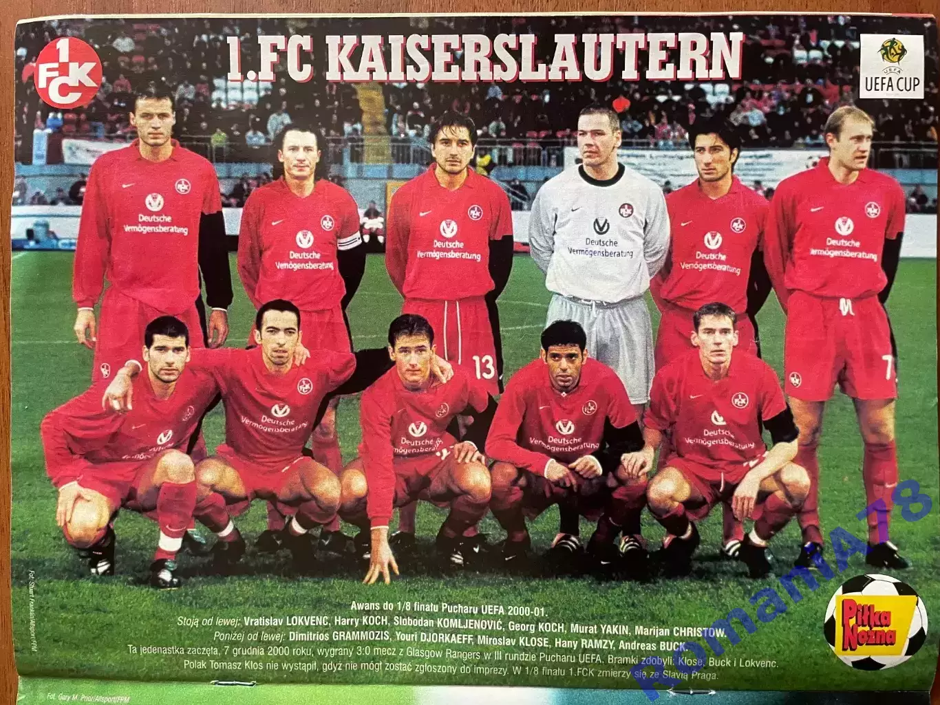 Журнал. Футбол Pilka Nozna N4/2001.Постер Кафу,Кайзерслаутерн. 1