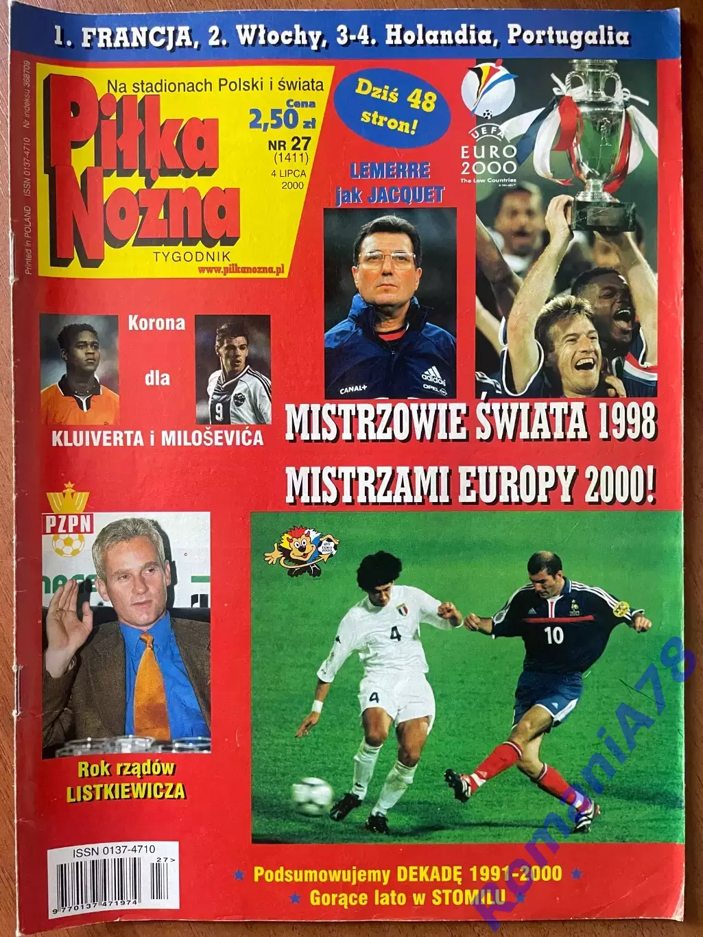 Журнал. Футбол Pilka Nozna N39/ 2000.Постер Італія,Франція,Нідерланди