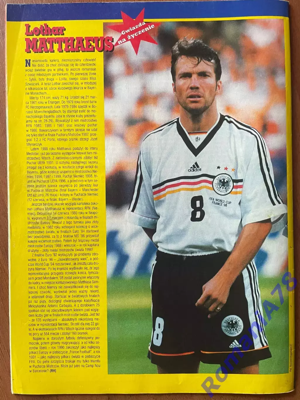 Журнал. Футбол Pilka Nozna N21/1999 Постер Маттеус. 1